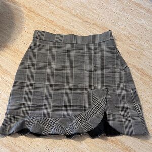 Zara Black and Gray Plaid Pencil Skirt